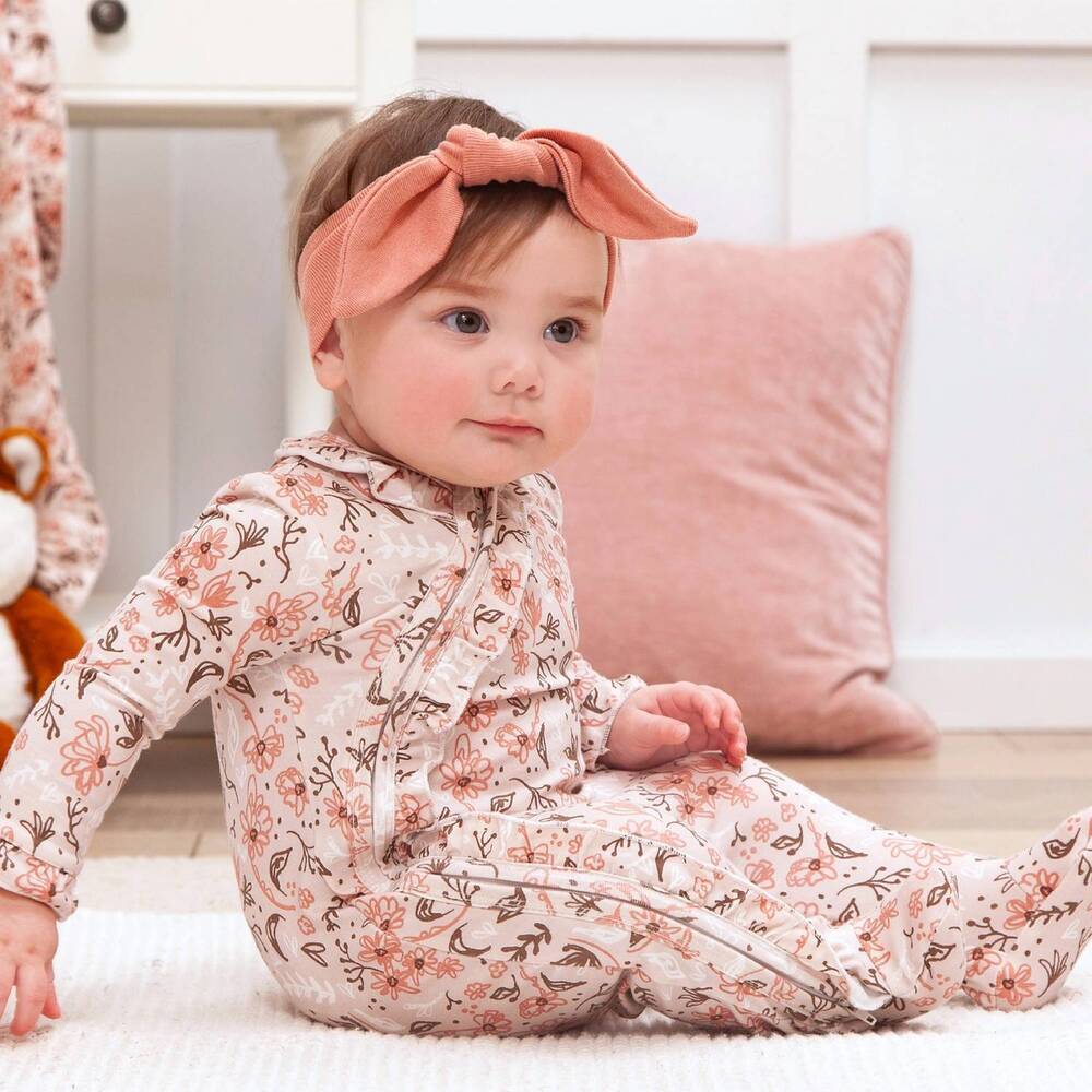 NEW TESA BABE baby girl's bamboo zipper romper in wildflowers